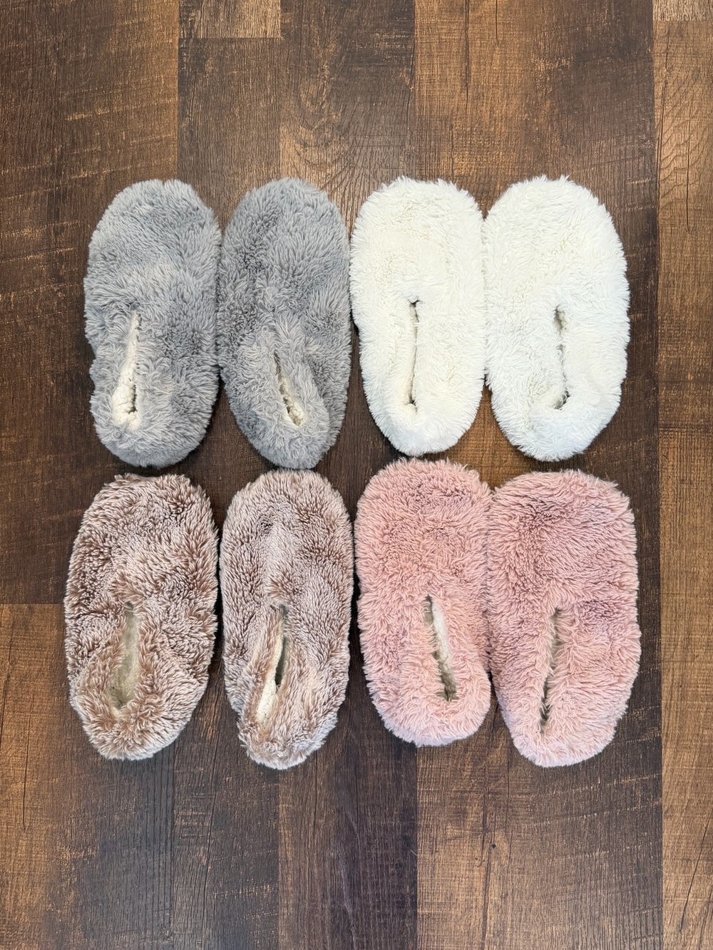 Auden women’s plush faux fur slippers with slip resistant soles - set of 4